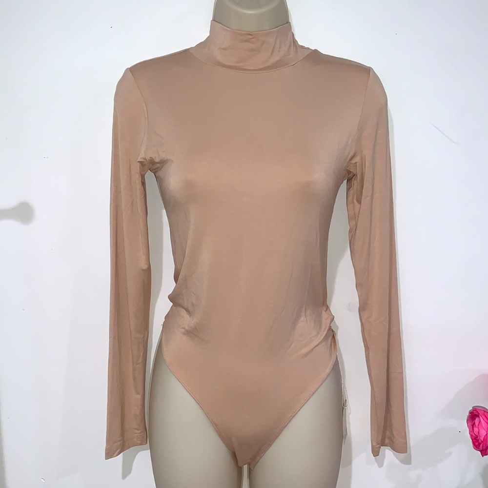 Nude Mock Turtle Neck Bodysuit by MANGOPOP Collection BNWT